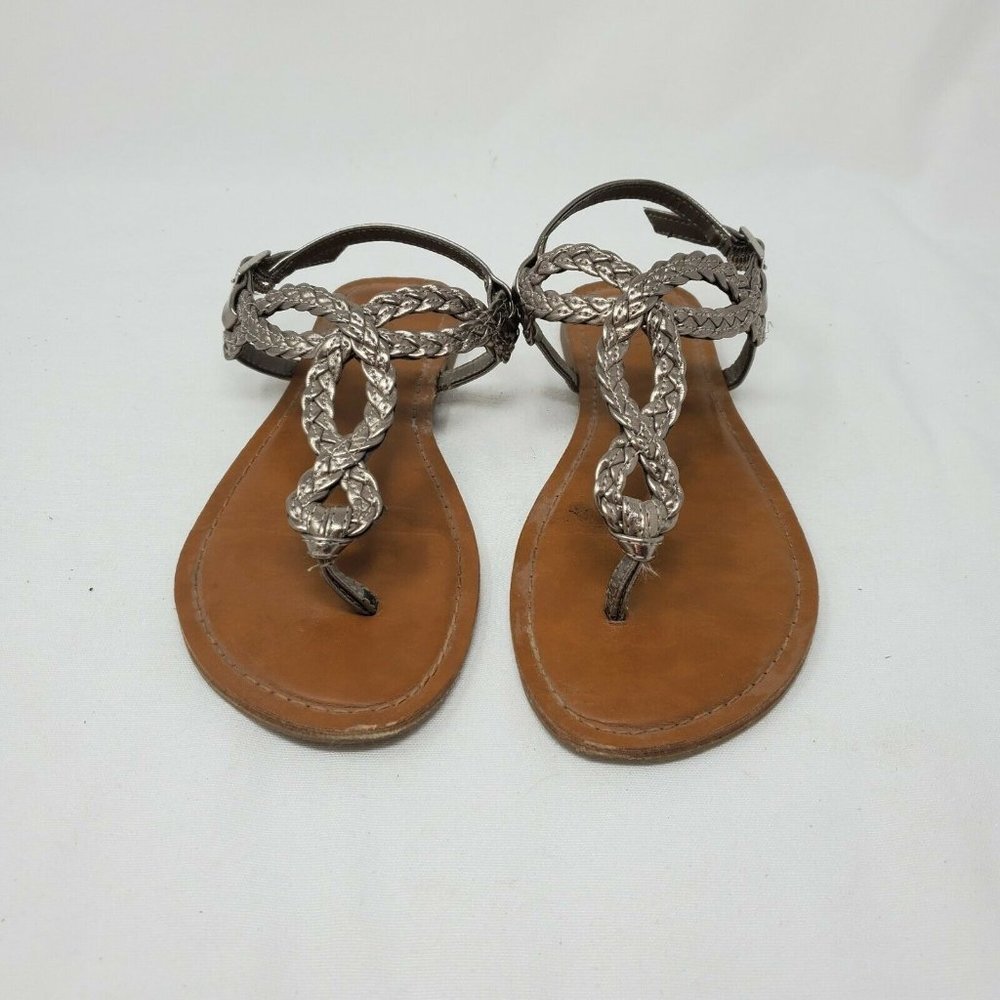 Women's Merona Jana Quarter Strap Flat Strappy Sandals in Silver Size 6 - Picture 3 of 11